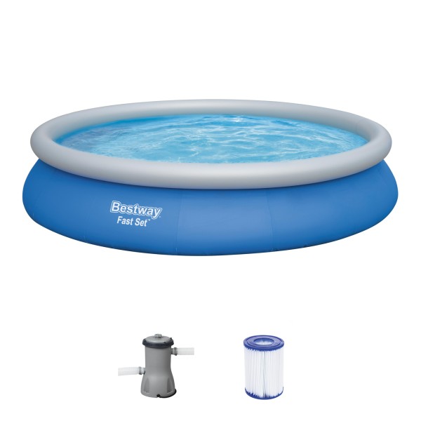 Fast Set™ Pool, 457 x 84 cm, Set mit Filterpumpe, rund, blau