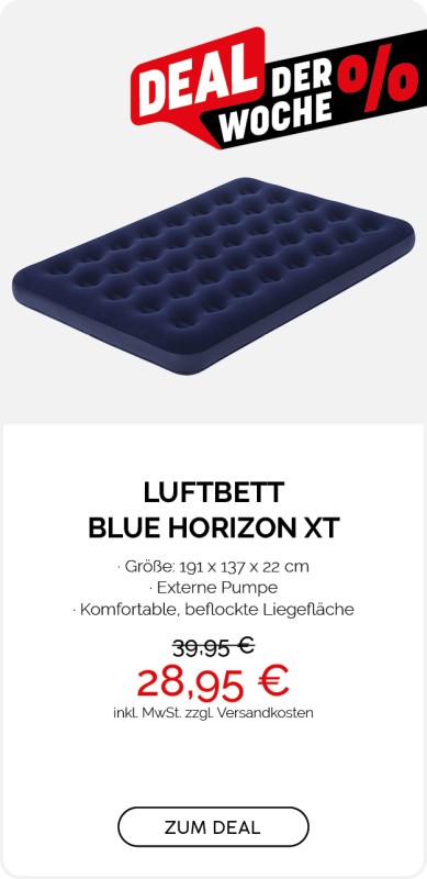 Luftbett Blue Horizon XT mit externer Elektropumpe Double XL/Lo 191 x 137 x 22 cm